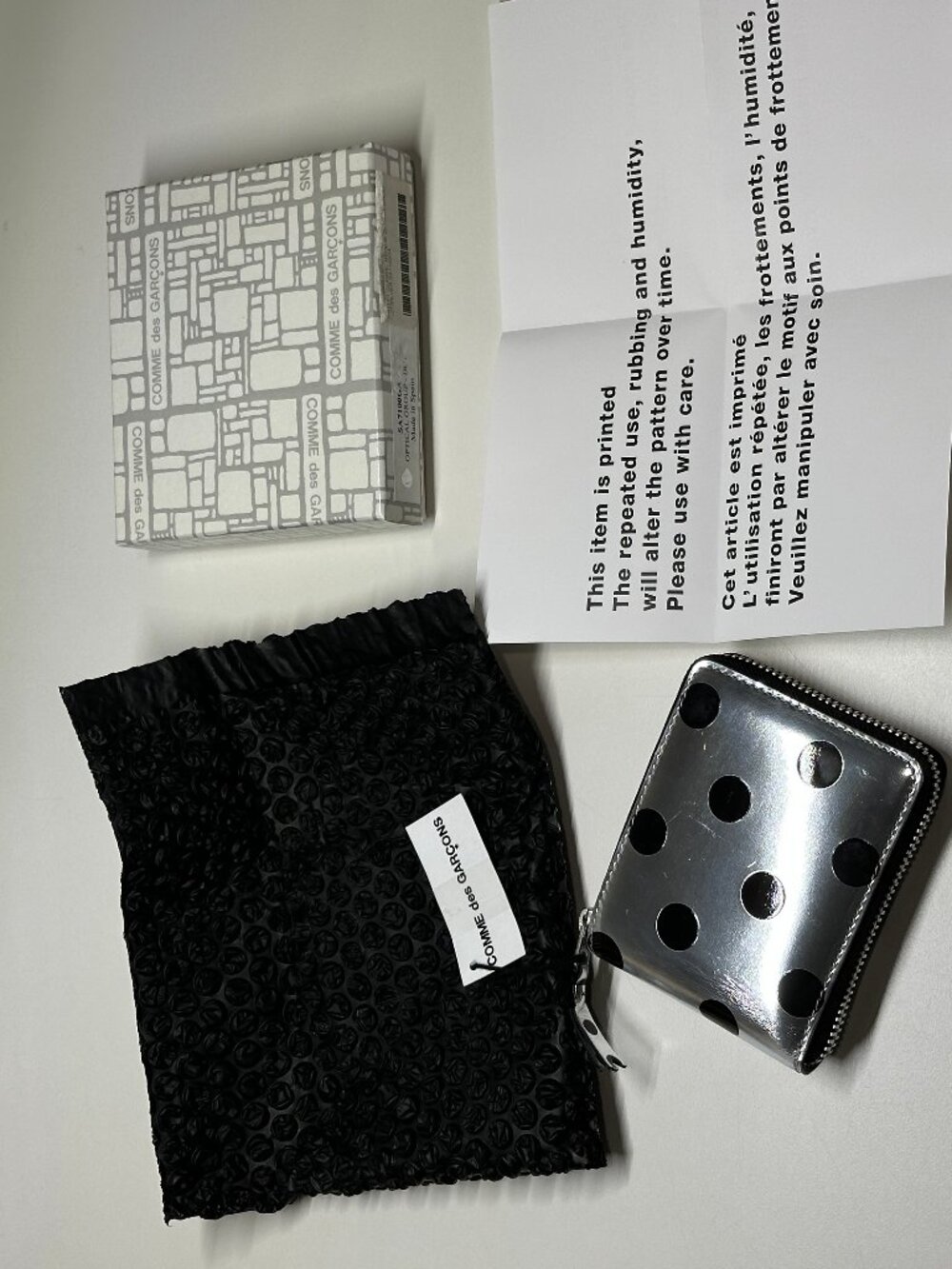 RARE Comme des Garçons Medium Classic Wallet Optical Group Dot Silver - Picture 5 of 7